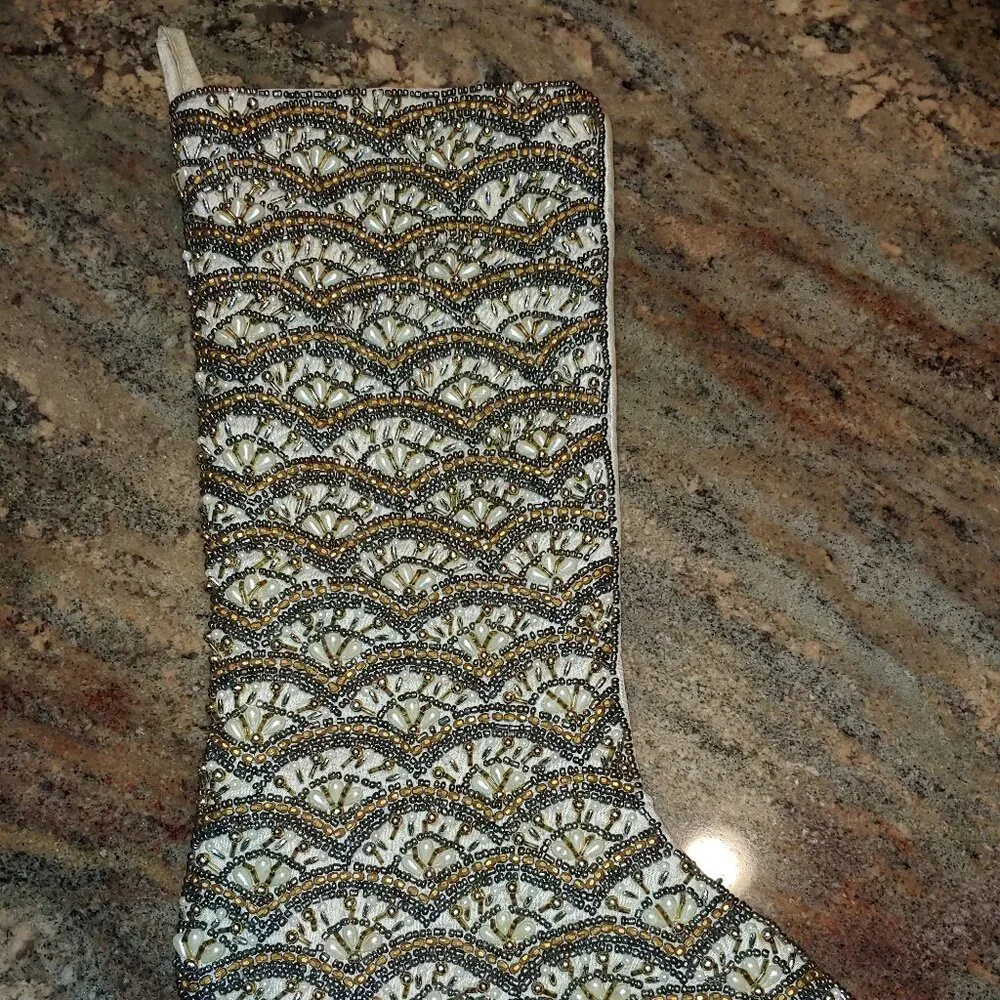 Pier 1 Imports Beaded Christmas Stocking